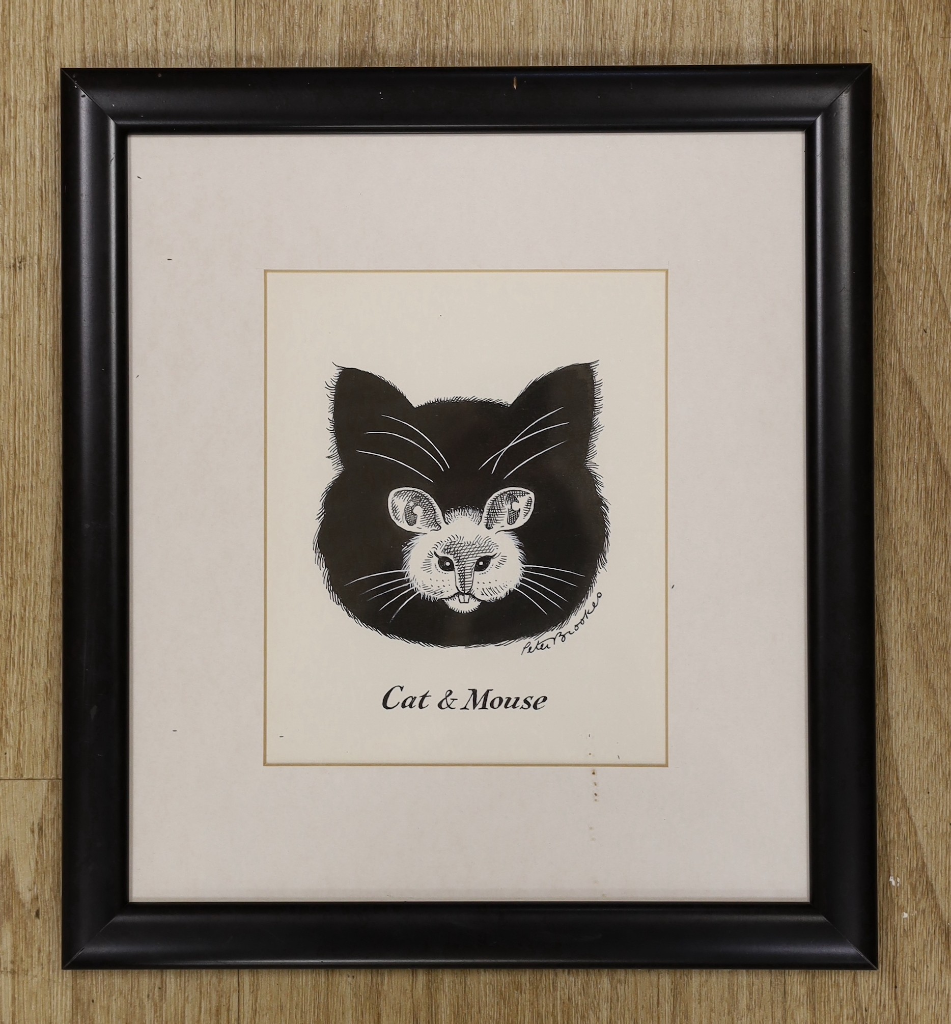 Peter Brookes (b.1943), pen and ink, 'Cat & Mouse', signed, 16 x 13cm